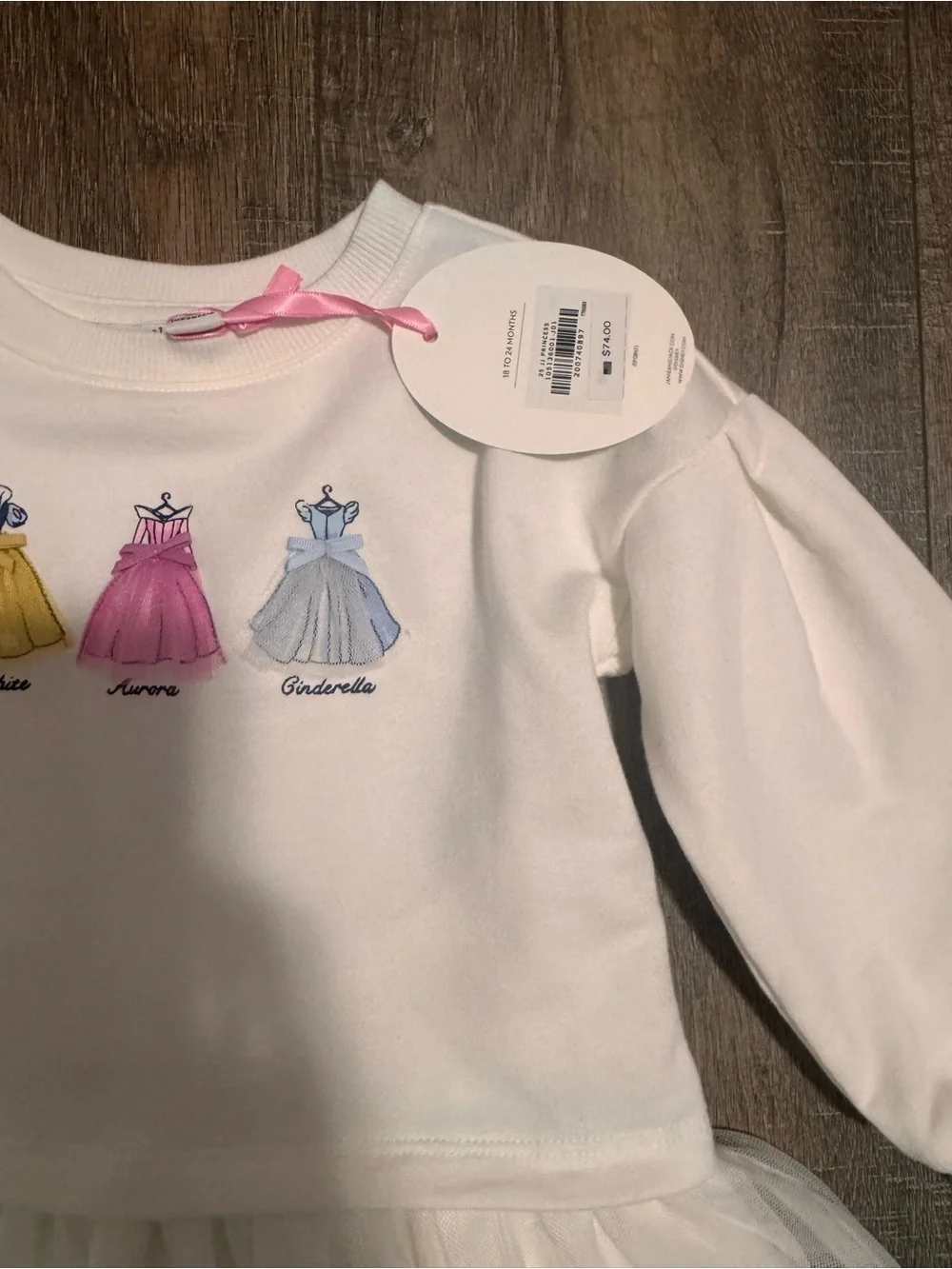 Janie and Jack White Dress with Yellow Pink and Blue Princess Prints